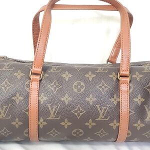 Louis Vuitton Brown Monogram Canvas Papillon Handbag with Tan Leather Trim